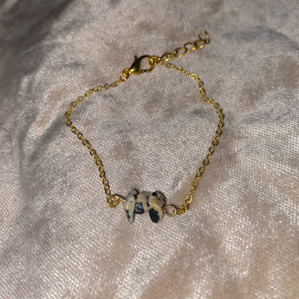 Leopard Pointstone Crystal Gemstone Bracelet